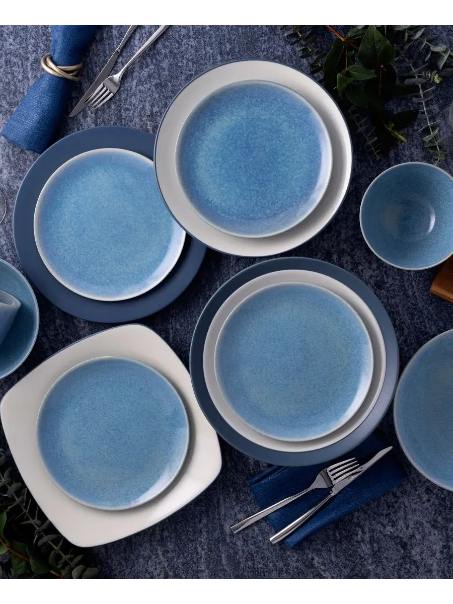 Набор из 4 обеденных тарелок Colorwave Kiln Azure Coupe Noritake — изображение 4 из 4, синий