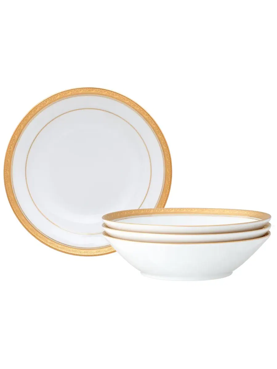 Набор из 4 суповых тарелок Crestwood Gold, на 4 персоны Noritake — изображение 1 из 12, белый