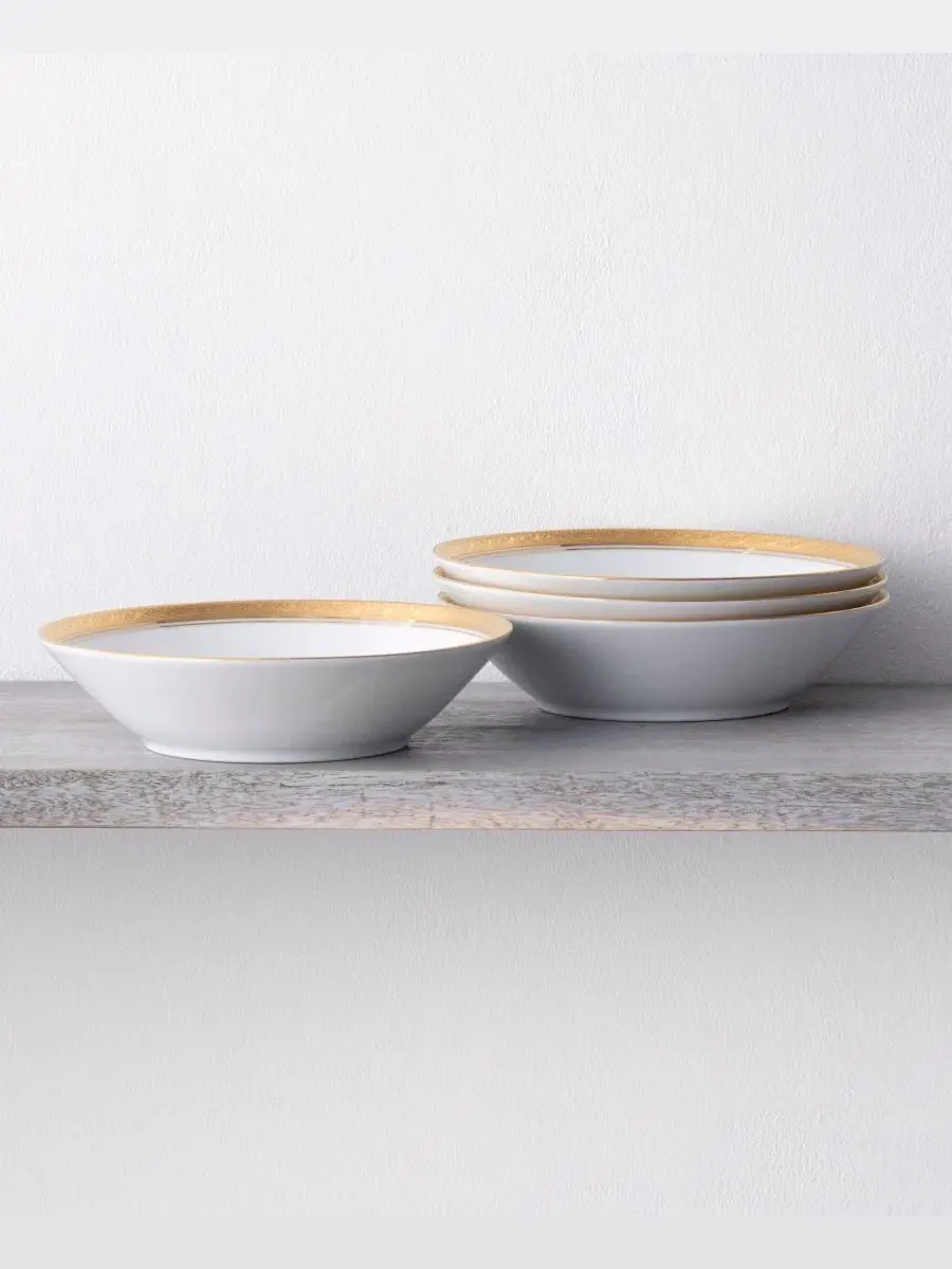 Набор из 4 суповых тарелок Crestwood Gold, на 4 персоны Noritake — изображение 3 из 12, белый
