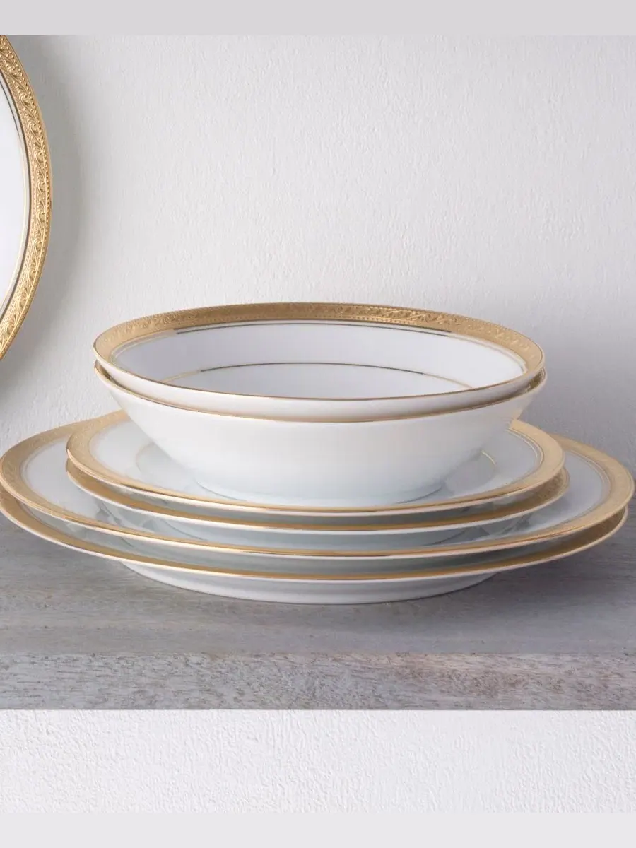 Набор из 4 суповых тарелок Crestwood Gold, на 4 персоны Noritake — изображение 4 из 12, белый