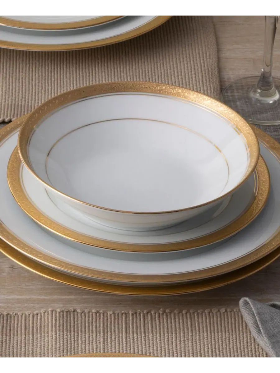 Набор из 4 суповых тарелок Crestwood Gold, на 4 персоны Noritake — изображение 6 из 12, белый