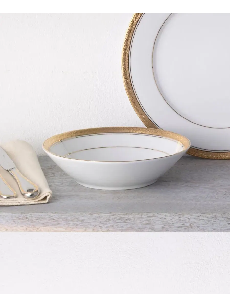 Набор из 4 суповых тарелок Crestwood Gold, на 4 персоны Noritake — изображение 9 из 12, белый