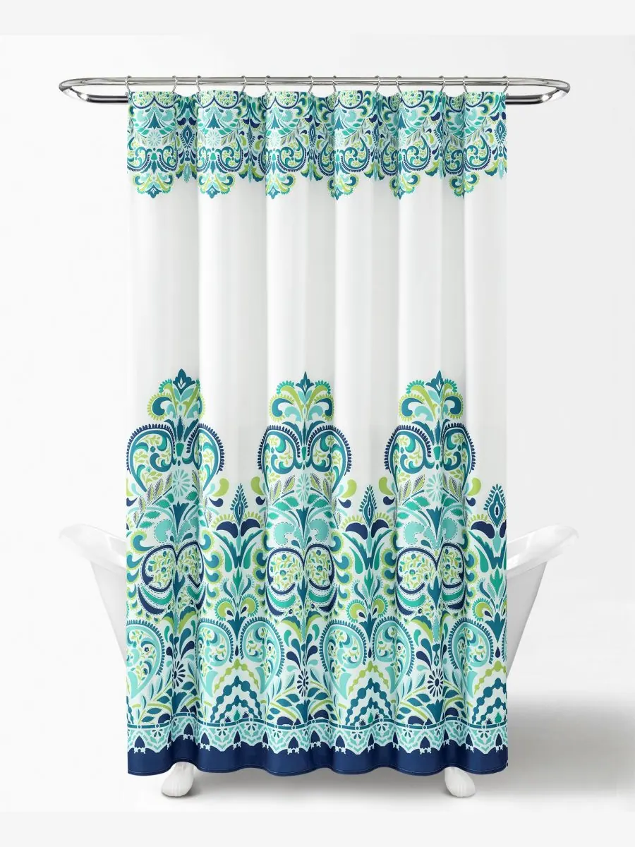 Занавеска для душа Clara Bohemian, 72" x 72" Lush Décor — изображение 2 из 7, синий