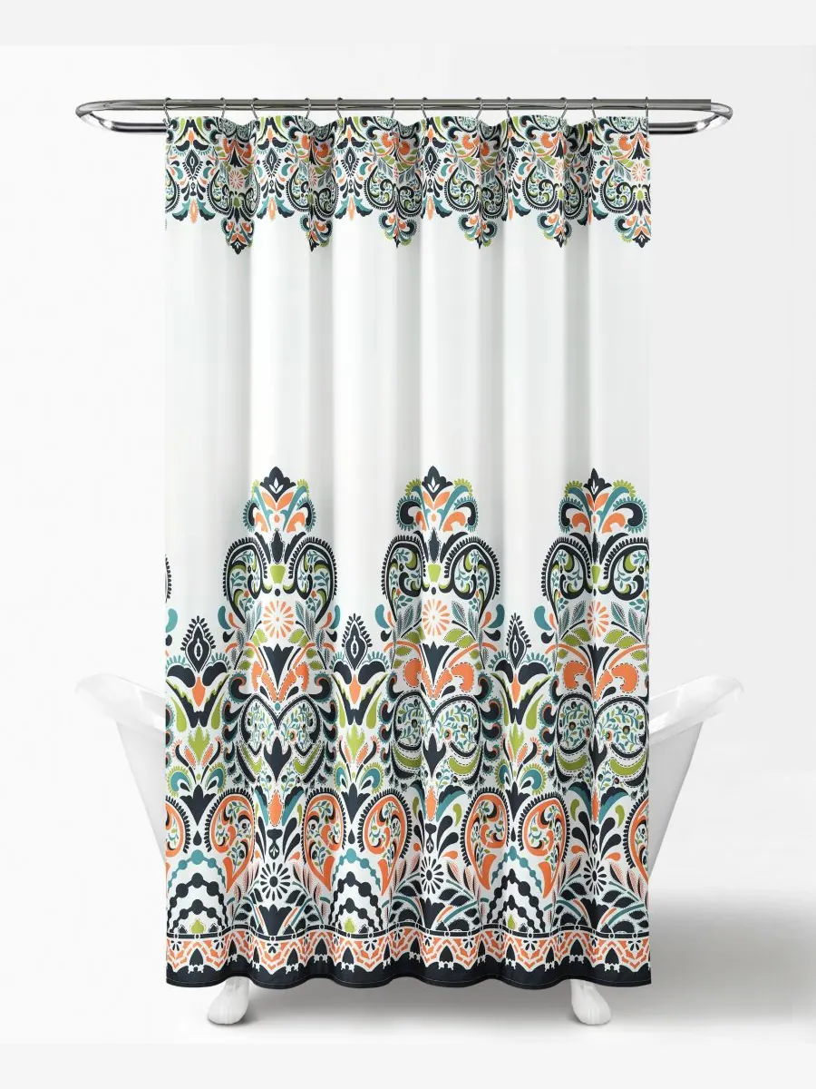 Занавеска для душа Clara Bohemian, 72" x 72" Lush Décor — изображение 2 из 7, темно-синий