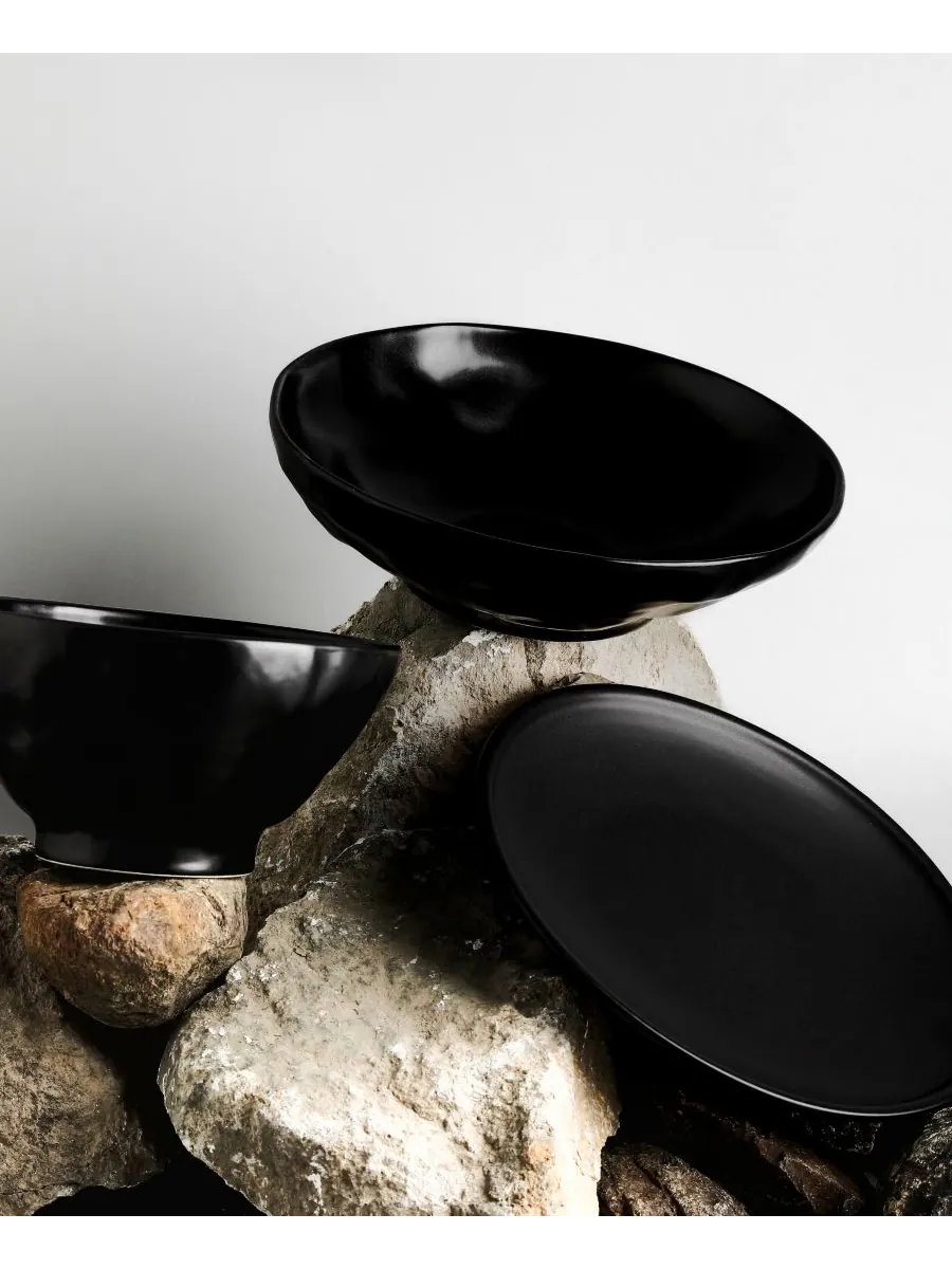 Набор посуды NENDO из 16 предметов, на 4 персоны Stone by Mercer Project — изображение 5 из 7, черный