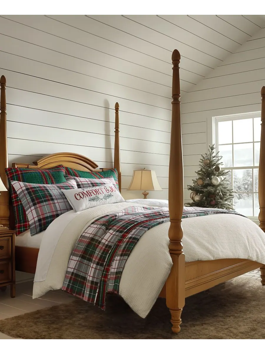 Двустороннее стеганое одеяло Spencer Plaid, размер King/California King Levtex — изображение 4 из 5, зеленый
