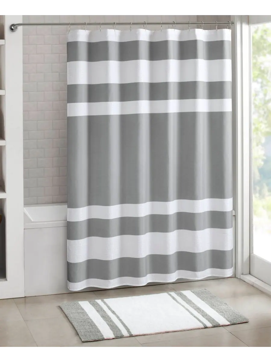 Шторка для душа spa waffle 3m-scotchgard, 72" x 84" Madison Park — изображение 2 из 9, серый