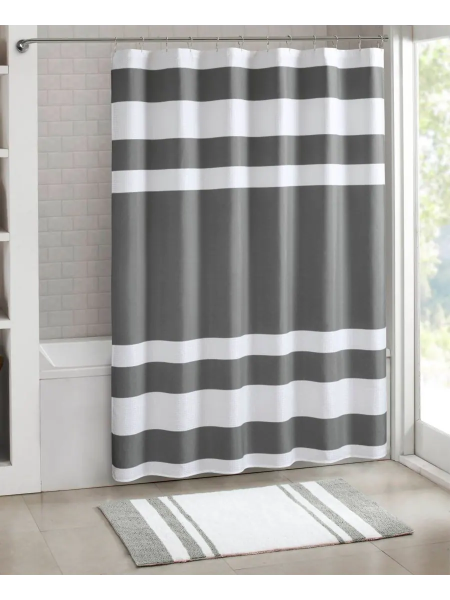 Шторка для душа spa waffle 3m-scotchgard, 72" x 84" Madison Park — изображение 2 из 9, темно-серый