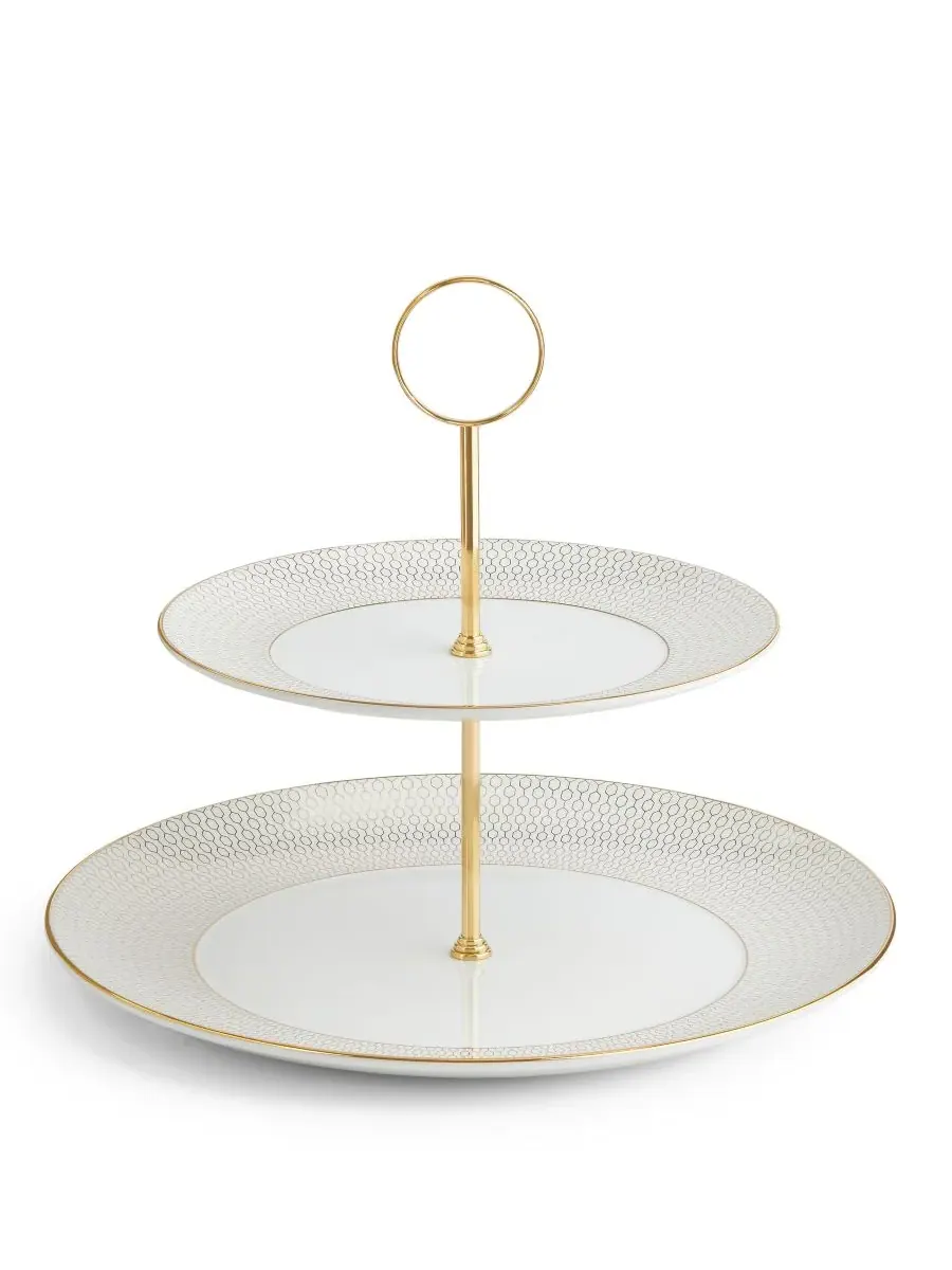 Двухъярусная подставка для торта Gio Gold Wedgwood — изображение 1 из 5, белый