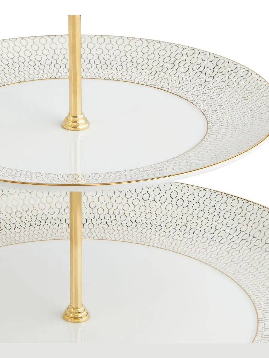 Двухъярусная подставка для торта Gio Gold Wedgwood — изображение 3 из 5, белый