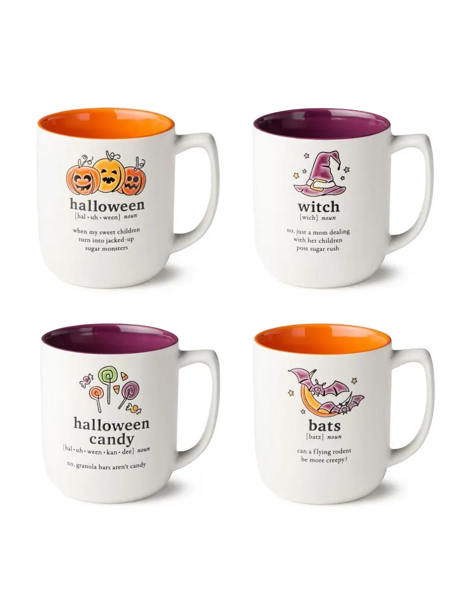 Набор кружек Halloween Words, 4 шт., 18 унций, керамика Certified International — изображение 1 из 7, мульти