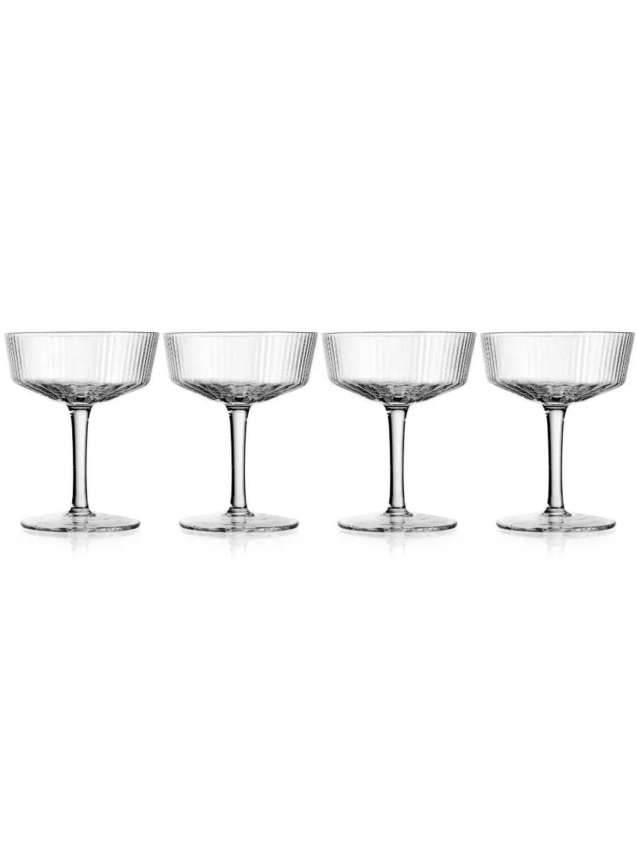 Набор из 4 бокалов для шампанского Sullivan Street Fluted Coupe Godinger — изображение 1 из 4, прозрачный