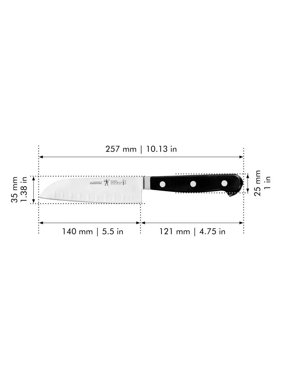 Нож HENCKELS International "Classic" 13 см Santoku Hollow Edge J.A. Henckels — изображение 2 из 3, нет цвета