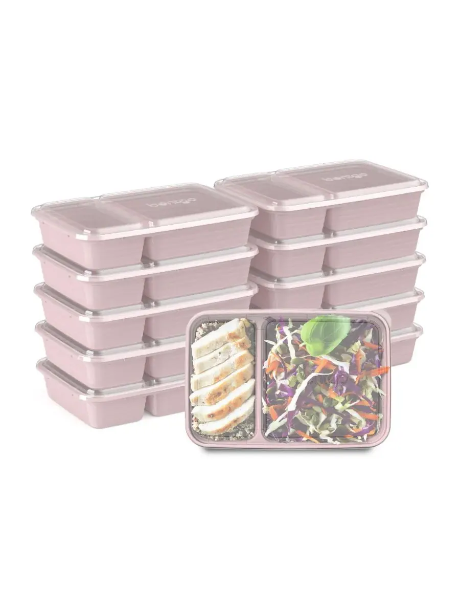 Контейнеры для хранения продуктов Food Prep с двумя отделениями, упаковка из 10 штук Bentgo — изображение 1 из 8, розовый