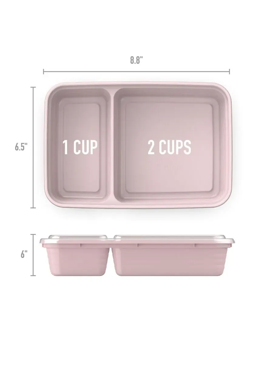 Контейнеры для хранения продуктов Food Prep с двумя отделениями, упаковка из 10 штук Bentgo — изображение 3 из 8, розовый