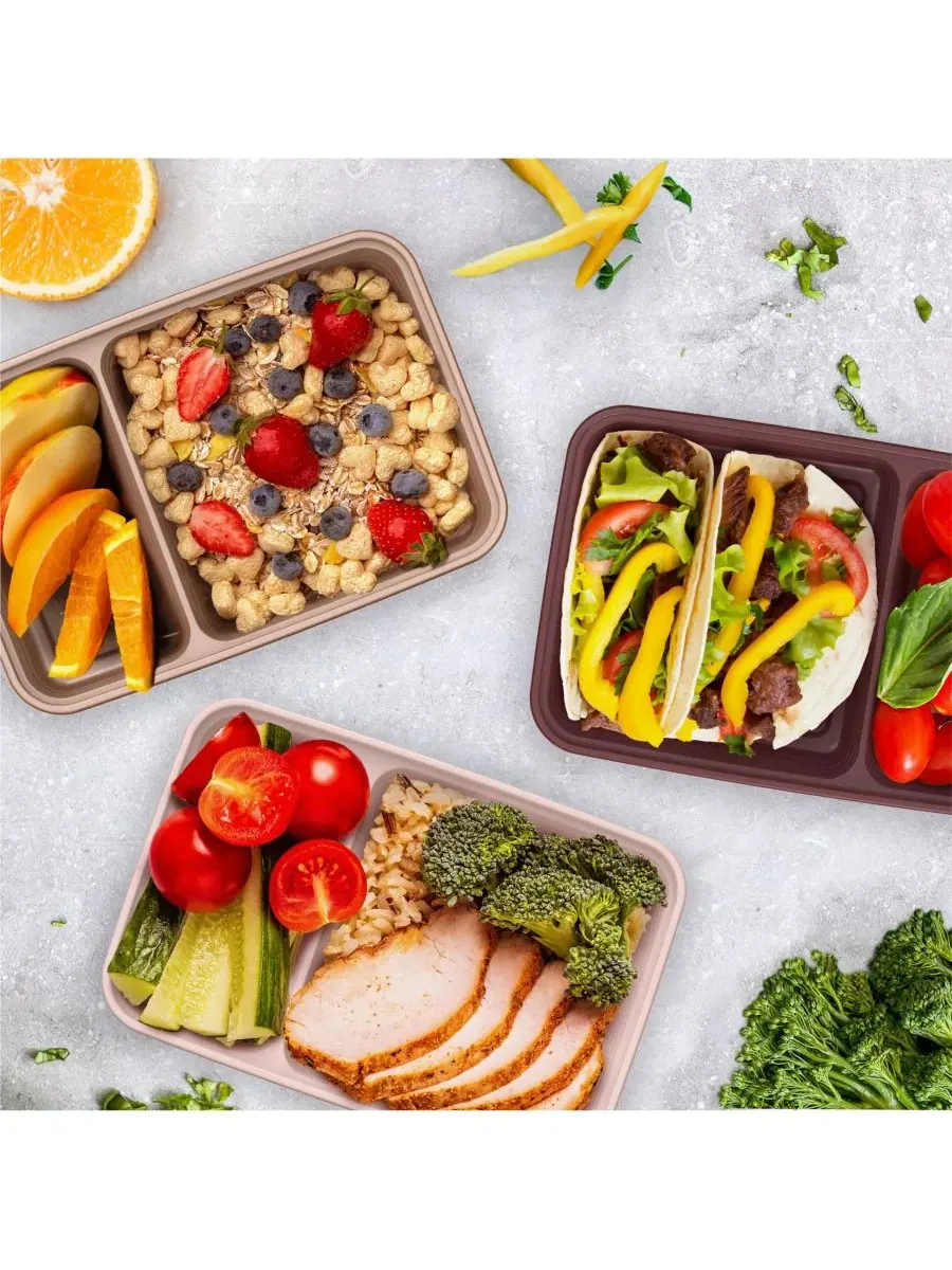 Контейнеры для хранения продуктов Food Prep с двумя отделениями, упаковка из 10 штук Bentgo — изображение 8 из 8, розовый