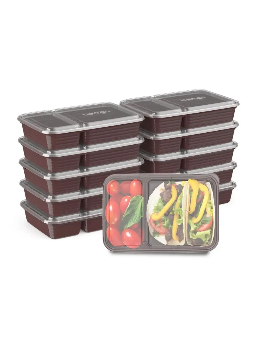Контейнеры для хранения продуктов Food Prep с двумя отделениями, упаковка из 10 штук Bentgo — изображение 1 из 8, бордовый
