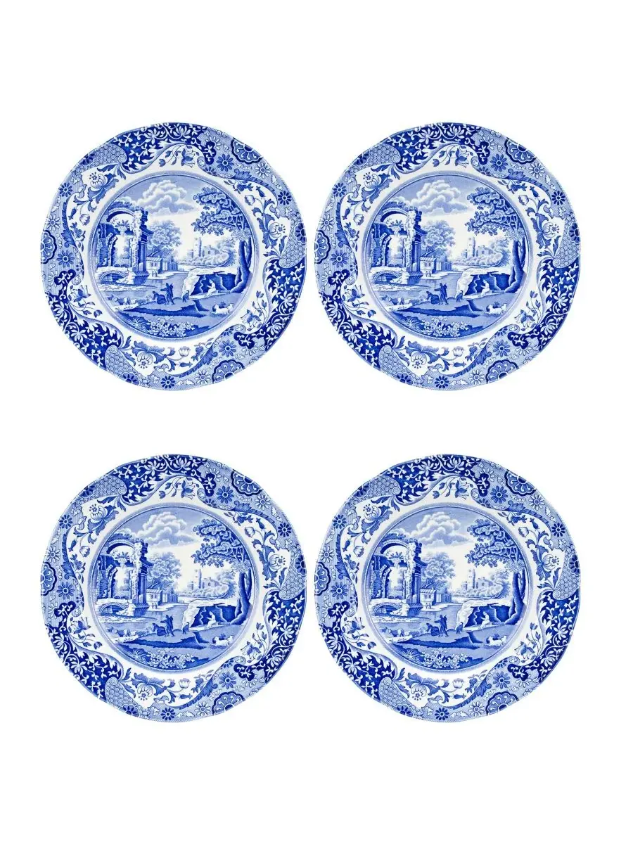 Набор из 4 синих итальянских обеденных тарелок Spode — изображение 1 из 6, синий