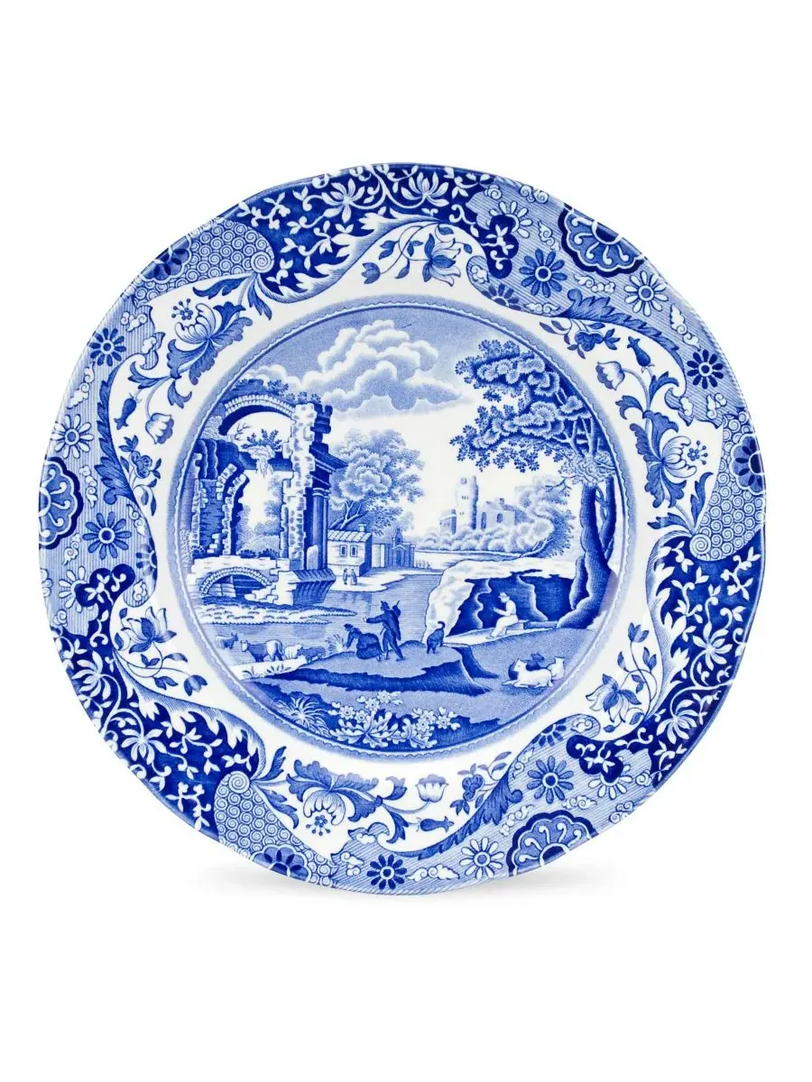 Набор из 4 синих итальянских обеденных тарелок Spode — изображение 2 из 6, синий