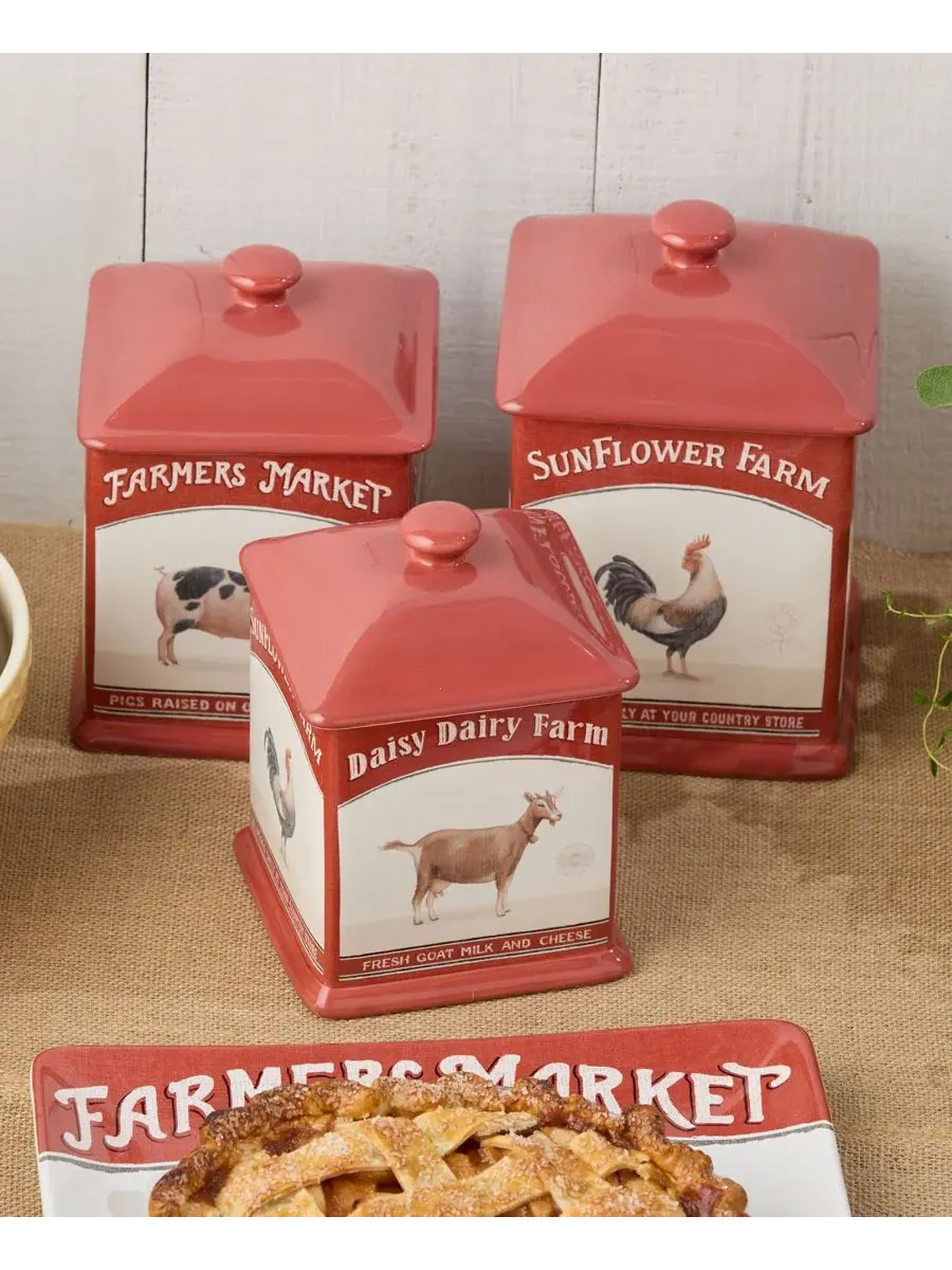 Винтажные квадратные банки для хранения продуктов, набор из 3 штук Certified International — изображение 4 из 5, мульти