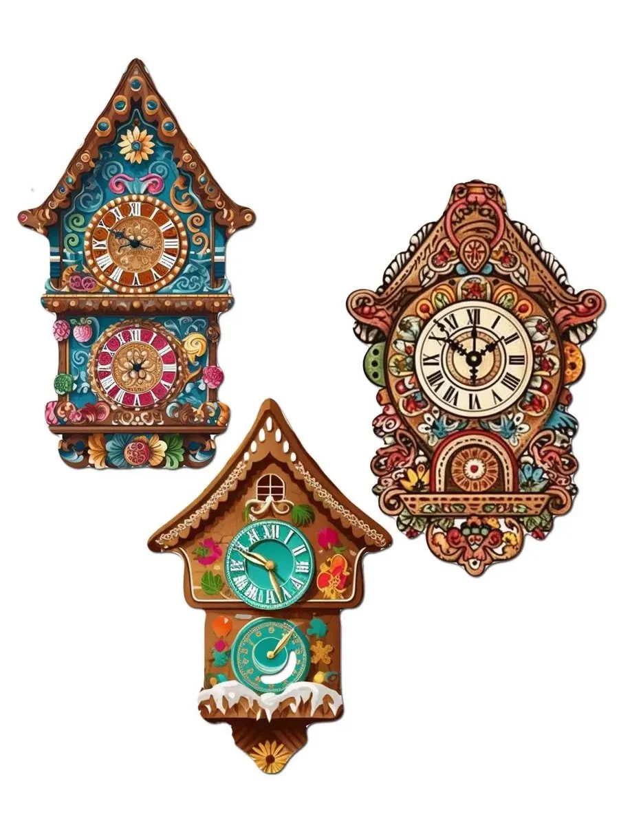 Набор деревянных елочных игрушек-прищепок Miniature Clock, 3 шт. Designocracy