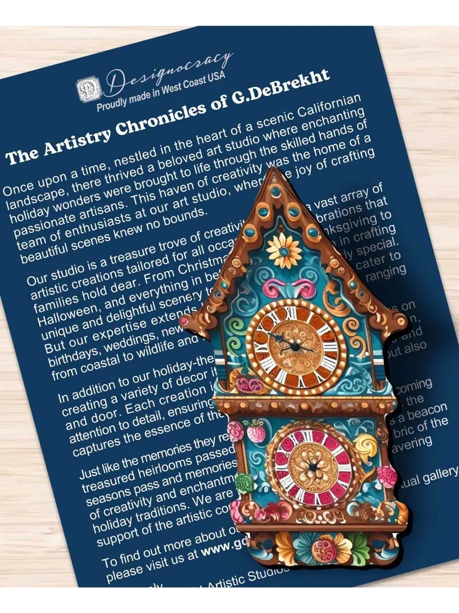 Набор деревянных елочных игрушек-прищепок Miniature Clock, 3 шт. Designocracy — изображение 4 из 8, мульти