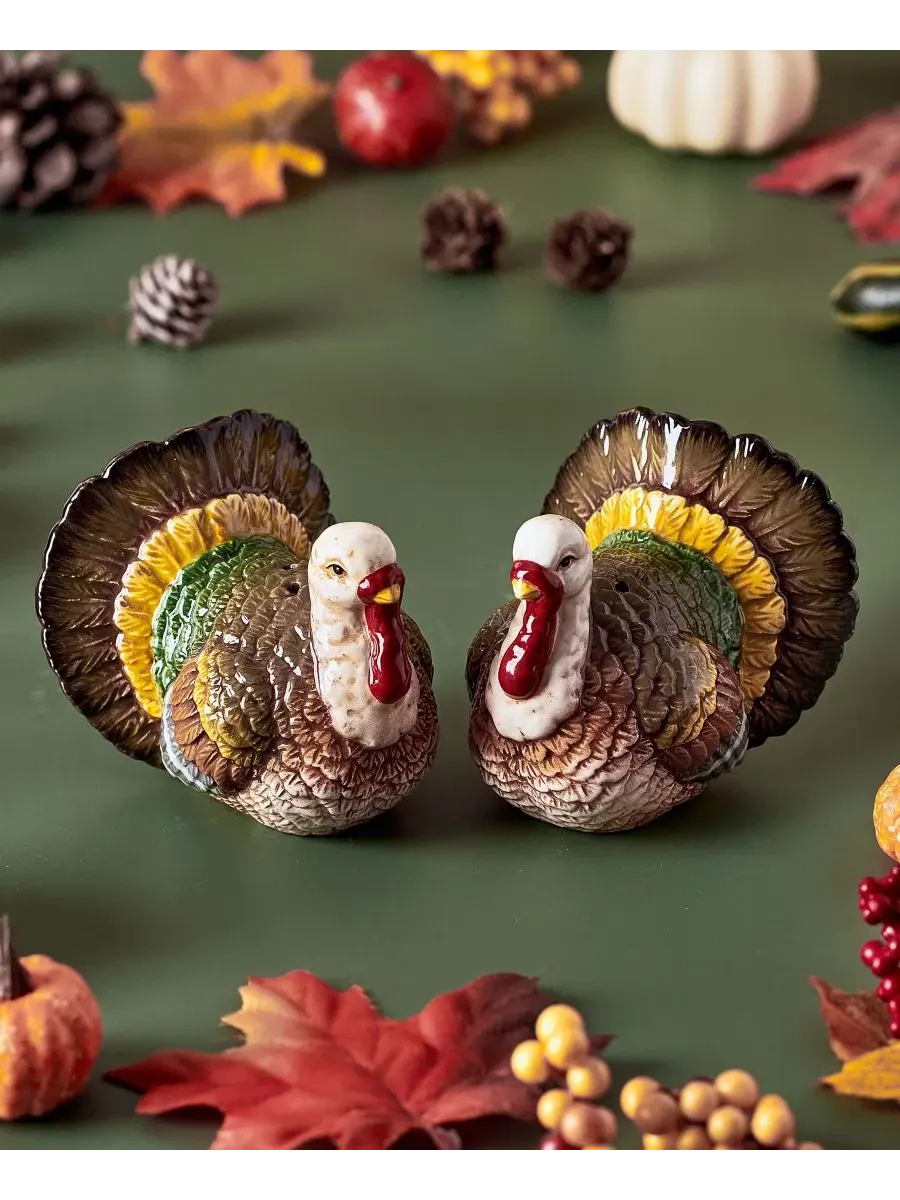 Набор солонки и перечницы Turkey в форме индейки Fitz and Floyd — изображение 2 из 7, мульти