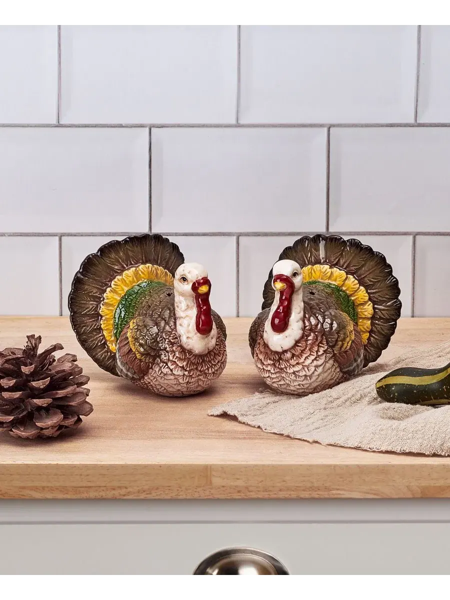 Набор солонки и перечницы Turkey в форме индейки Fitz and Floyd — изображение 3 из 7, мульти