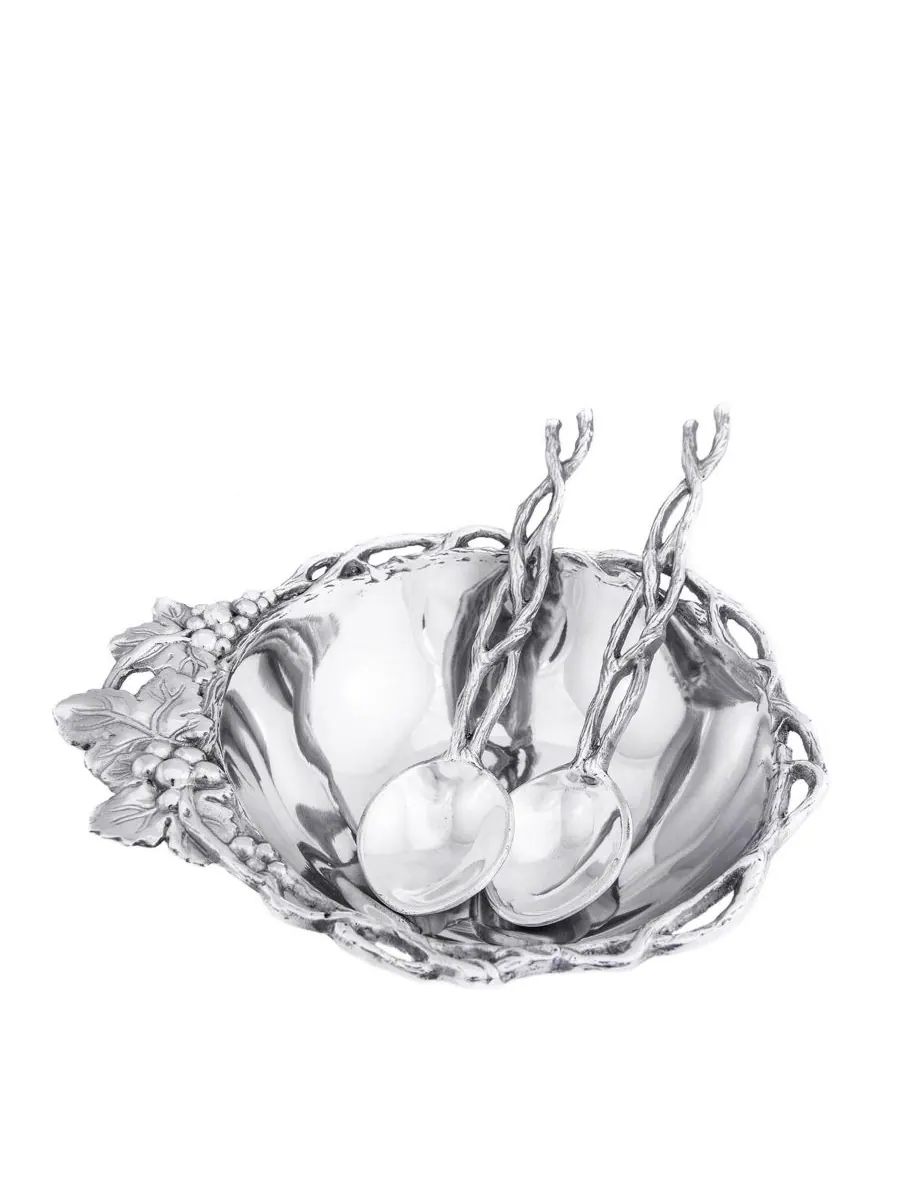 Набор из 3 предметов: алюминиевая салатница и сервировочные тарелки Designs Aluminum Grape Open — серебристый