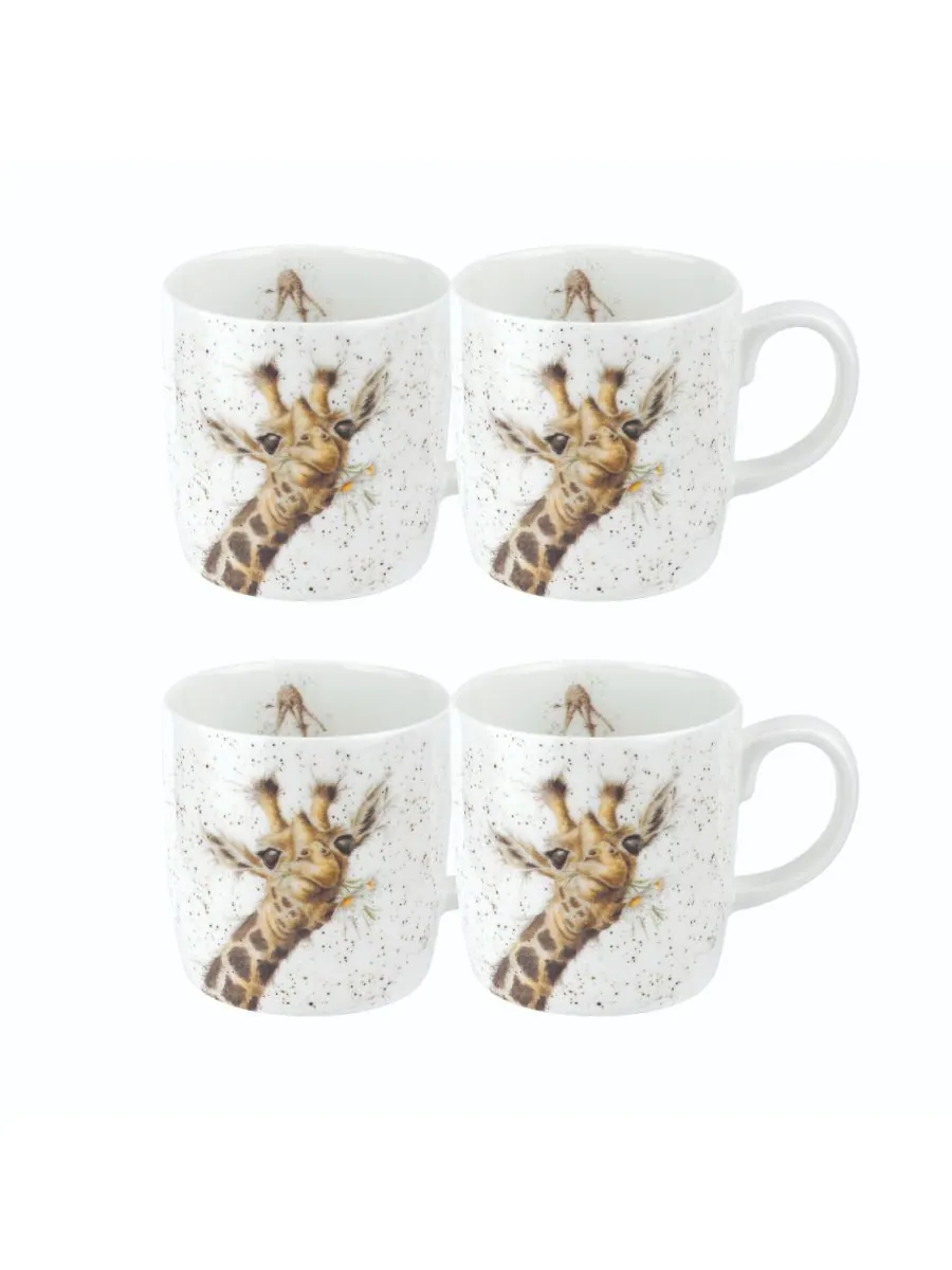 Набор из 4 кружек Royal Worcester Wrendale Lofty Giraffe Wrendale Designs — белый