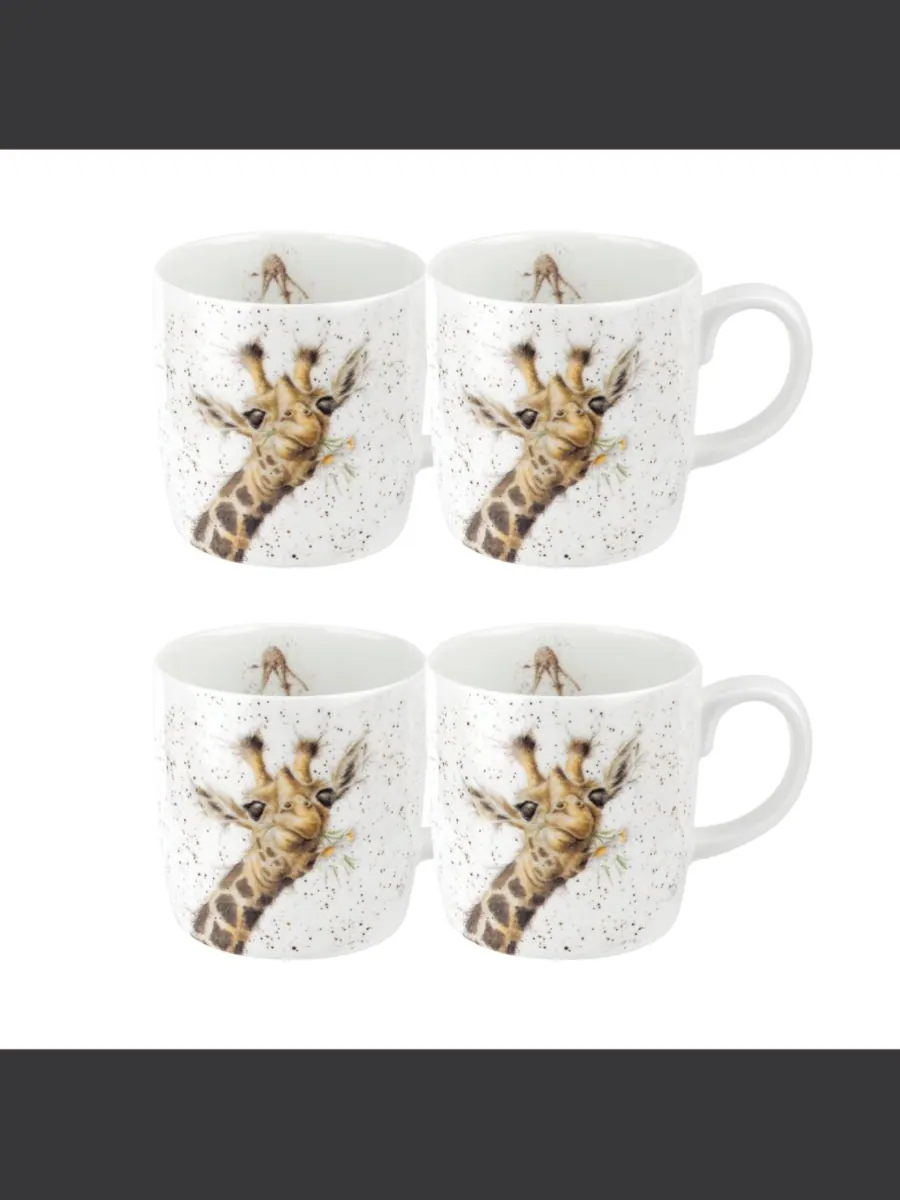 Набор из 4 кружек Royal Worcester Wrendale Lofty Giraffe Wrendale Designs — изображение 3 из 3, белый