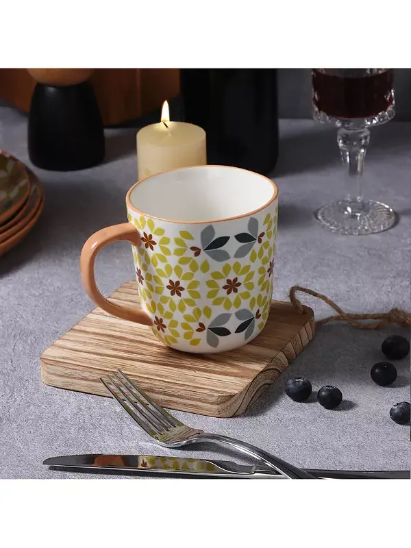 Кружки с геометрическим рисунком, набор из 4 шт. Lorren Home Trends — изображение 4 из 4, желтый