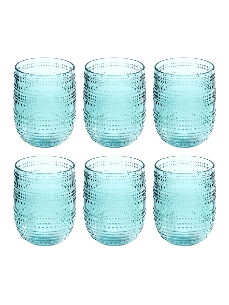 Набор из 6 бокалов кобальтового цвета без ножки, украшенных бусинами Abode Homewares — изображение 1 из 3, зеленый