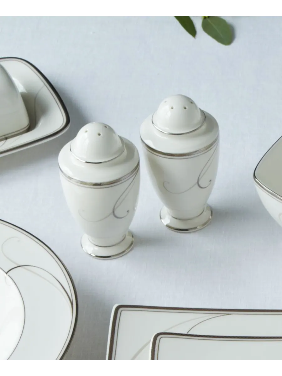 Набор для соли и перца Platinum Wave, 4,25 дюйма Noritake, — изображение 3 из 3, нет цвета