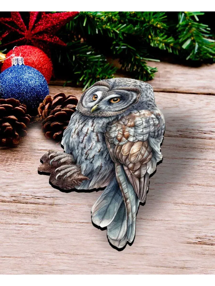 Набор деревянных елочных игрушек-прищепок Night Owls, 3 шт. Designocracy — изображение 6 из 8, мульти