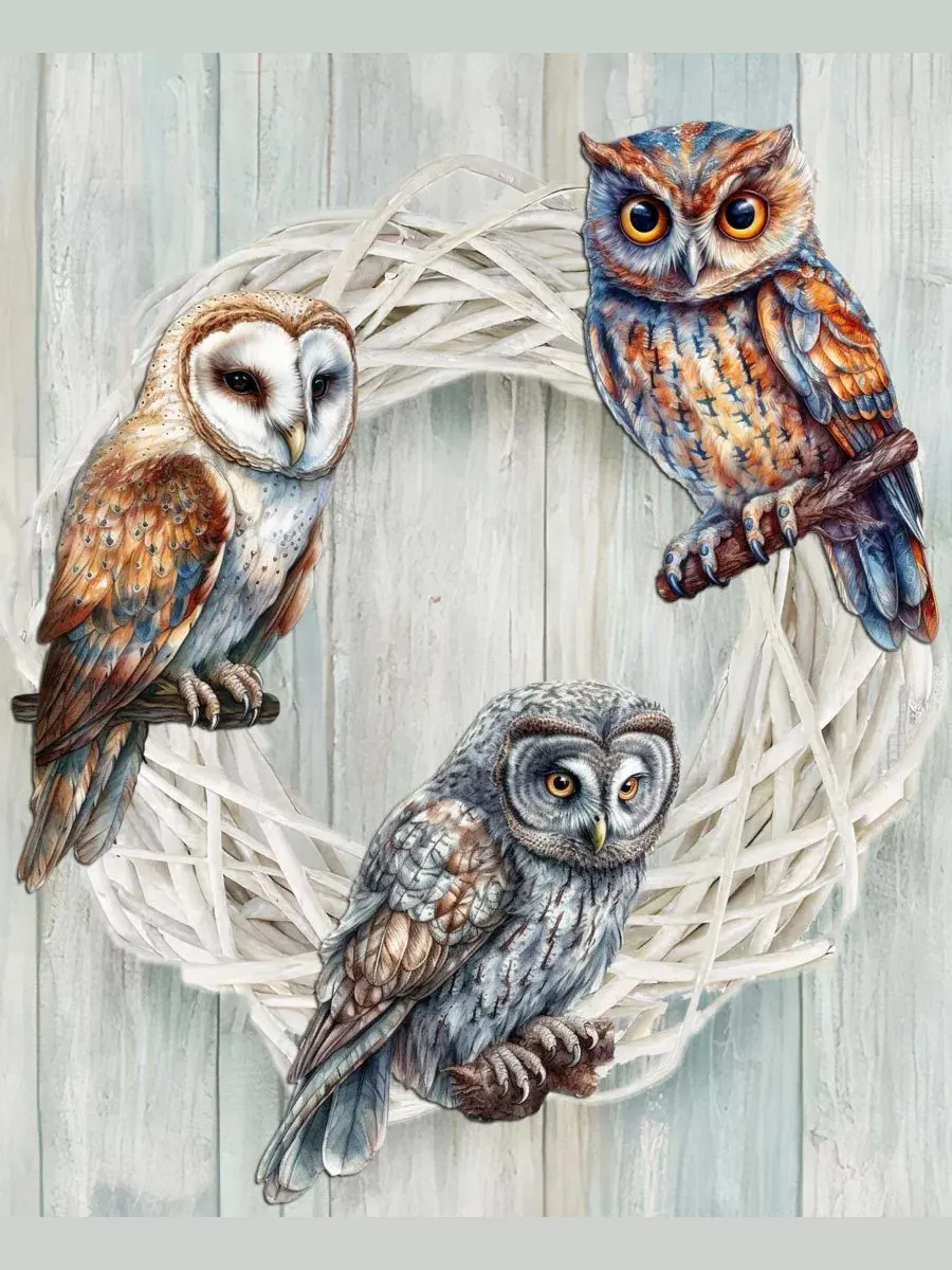 Набор деревянных елочных игрушек-прищепок Night Owls, 3 шт. Designocracy — изображение 8 из 8, мульти