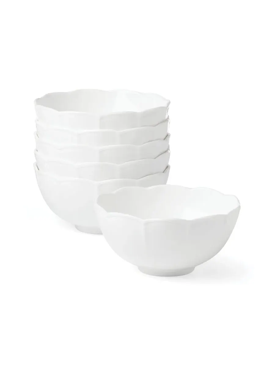 Набор из 6 тарелок Lenox Studio 1414 Bone China Scallop — изображение 1 из 4, белый