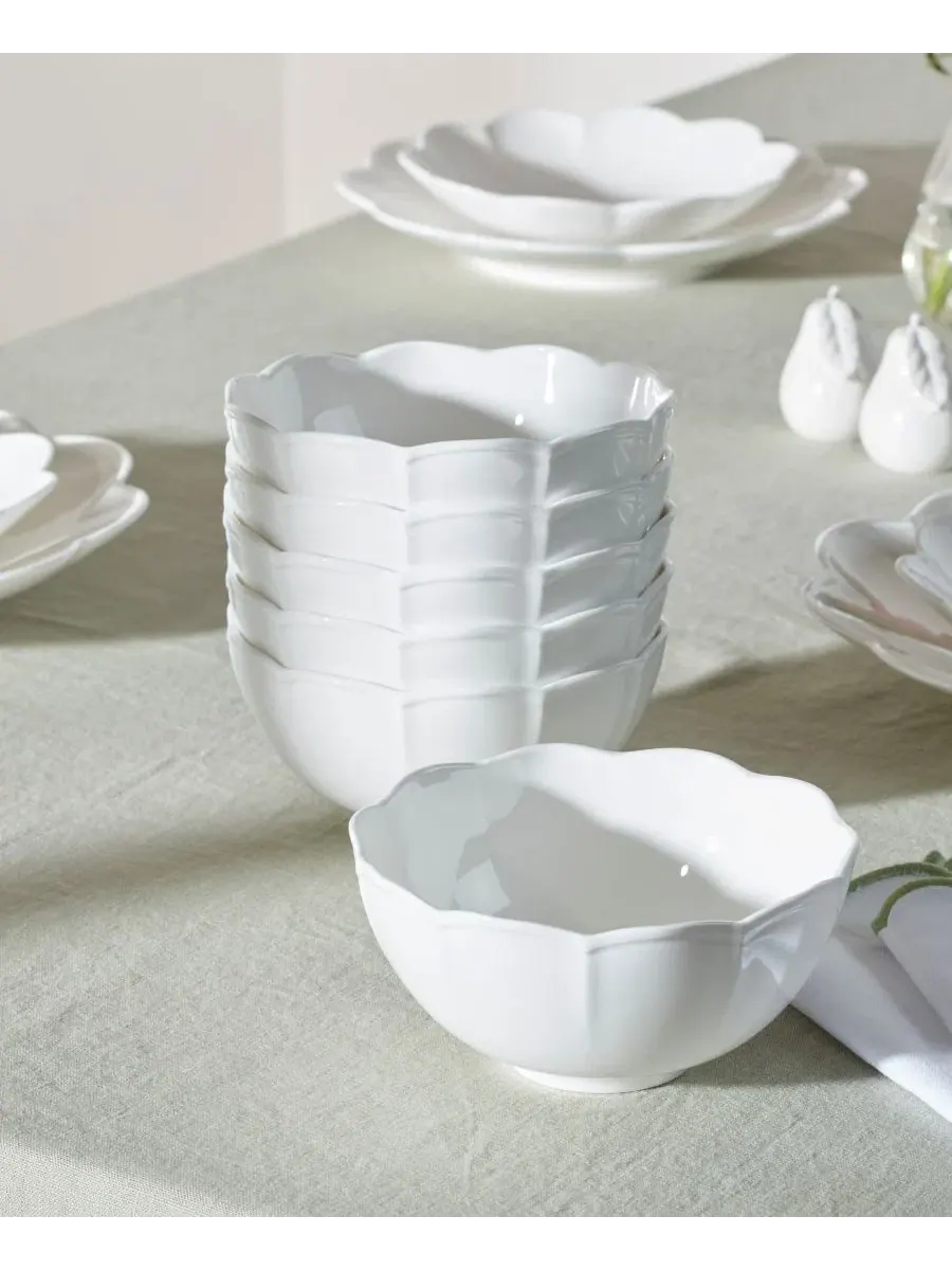 Набор из 6 тарелок Lenox Studio 1414 Bone China Scallop — изображение 2 из 4, белый