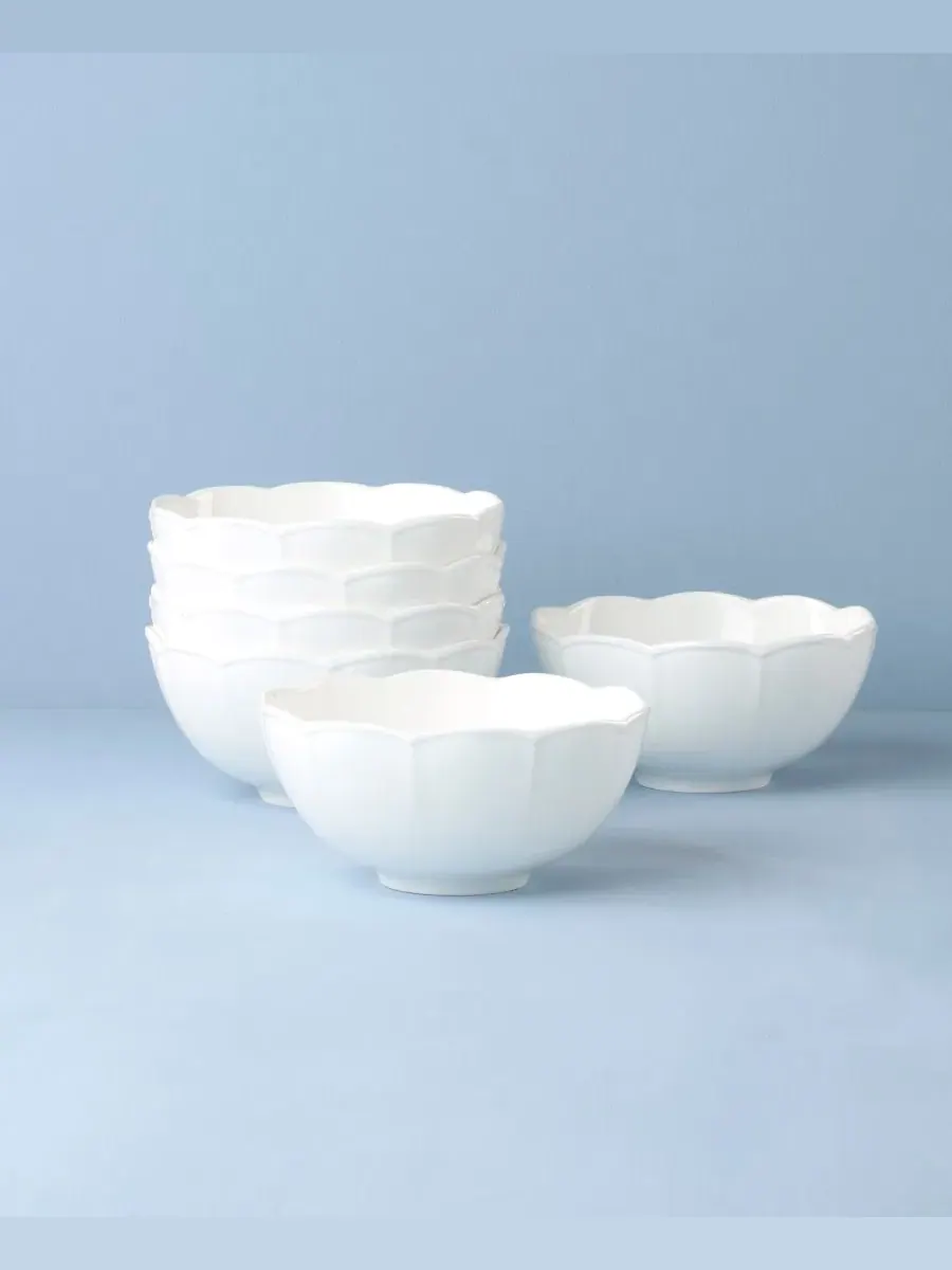 Набор из 6 тарелок Lenox Studio 1414 Bone China Scallop — изображение 4 из 4, белый