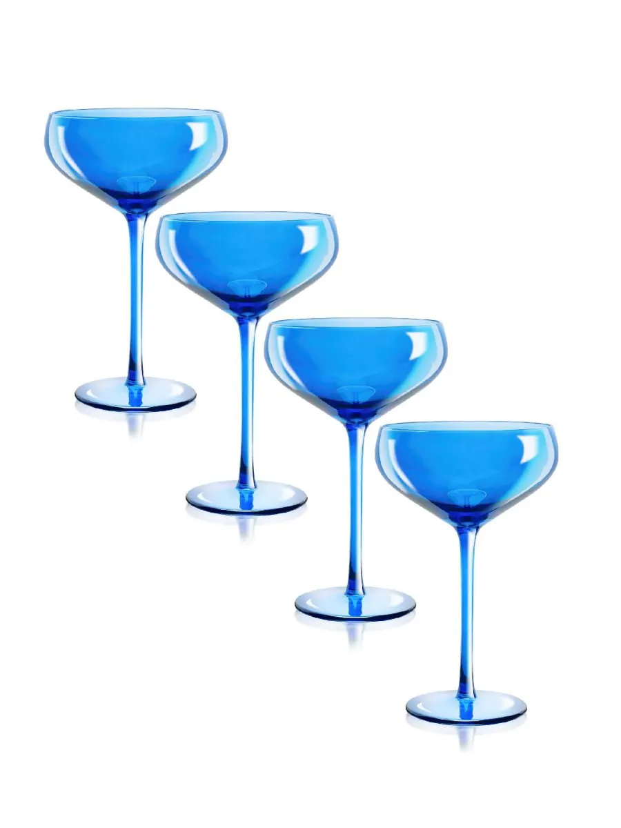 Набор из 4 бокалов Carnival Coupe объемом 13 унций (373 мл) Qualia Glass — изображение 1 из 3, синий