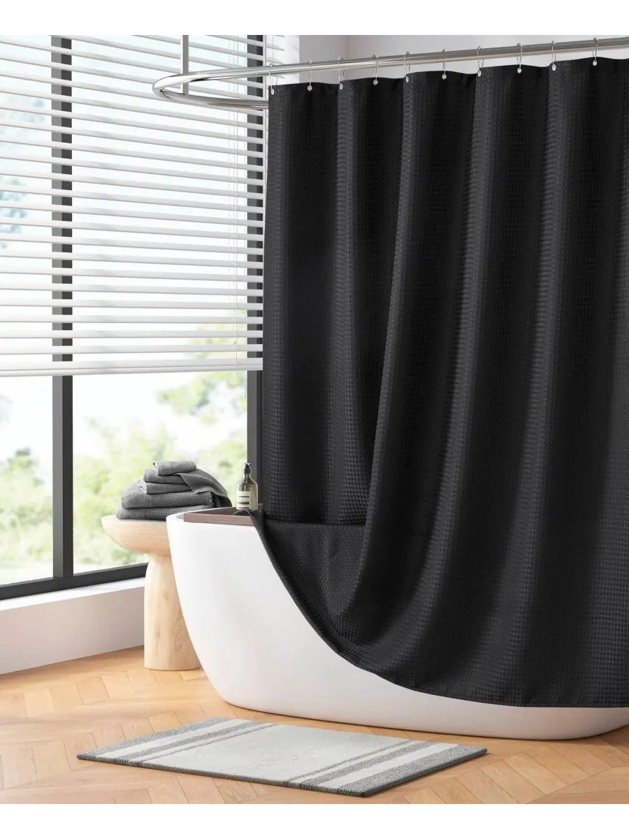 Шторка для душа Arbor Waffle, 72" x 72" Madison Park — изображение 1 из 8, черный