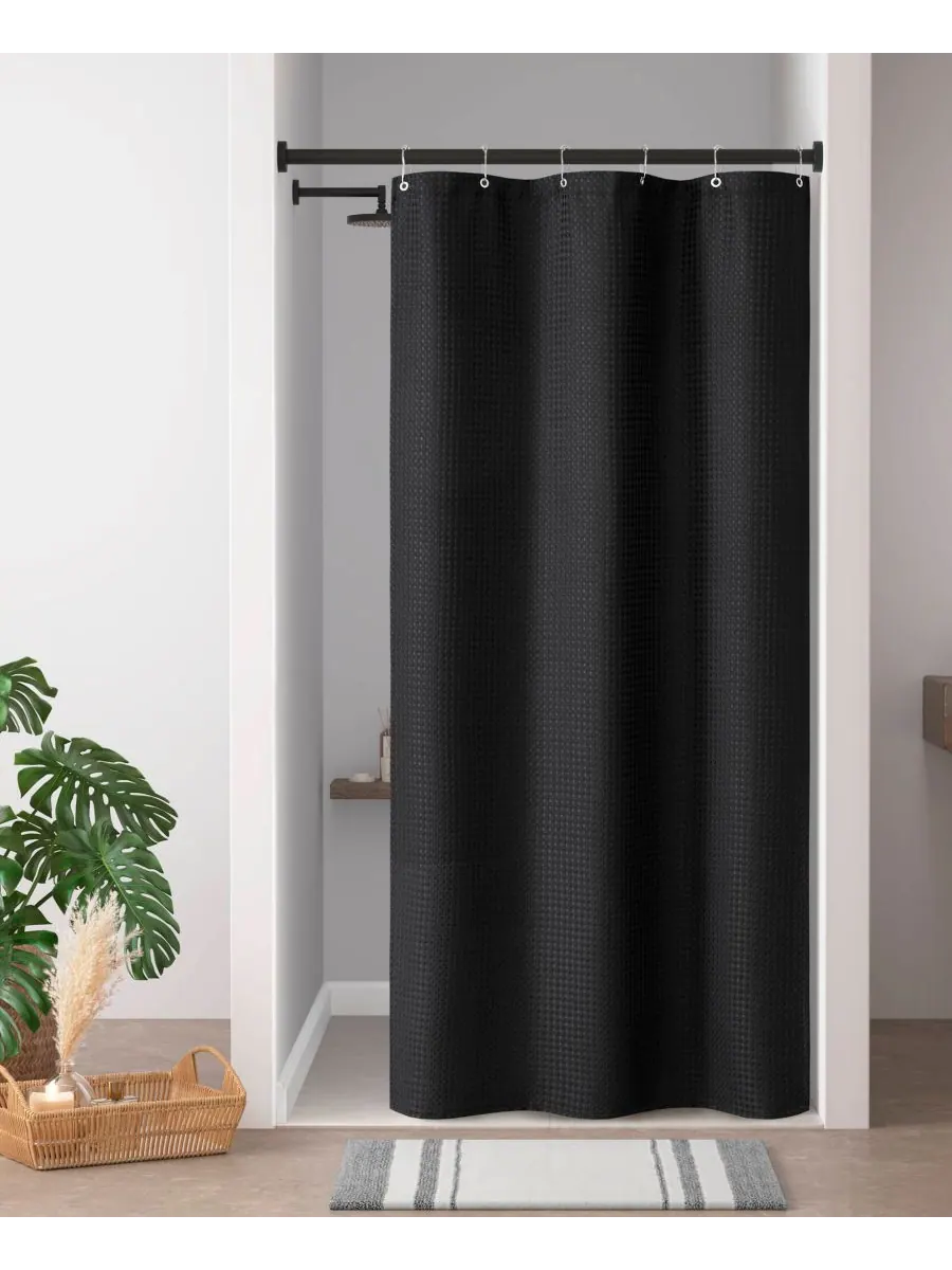 Шторка для душа Arbor Waffle, 72" x 72" Madison Park — изображение 2 из 8, черный