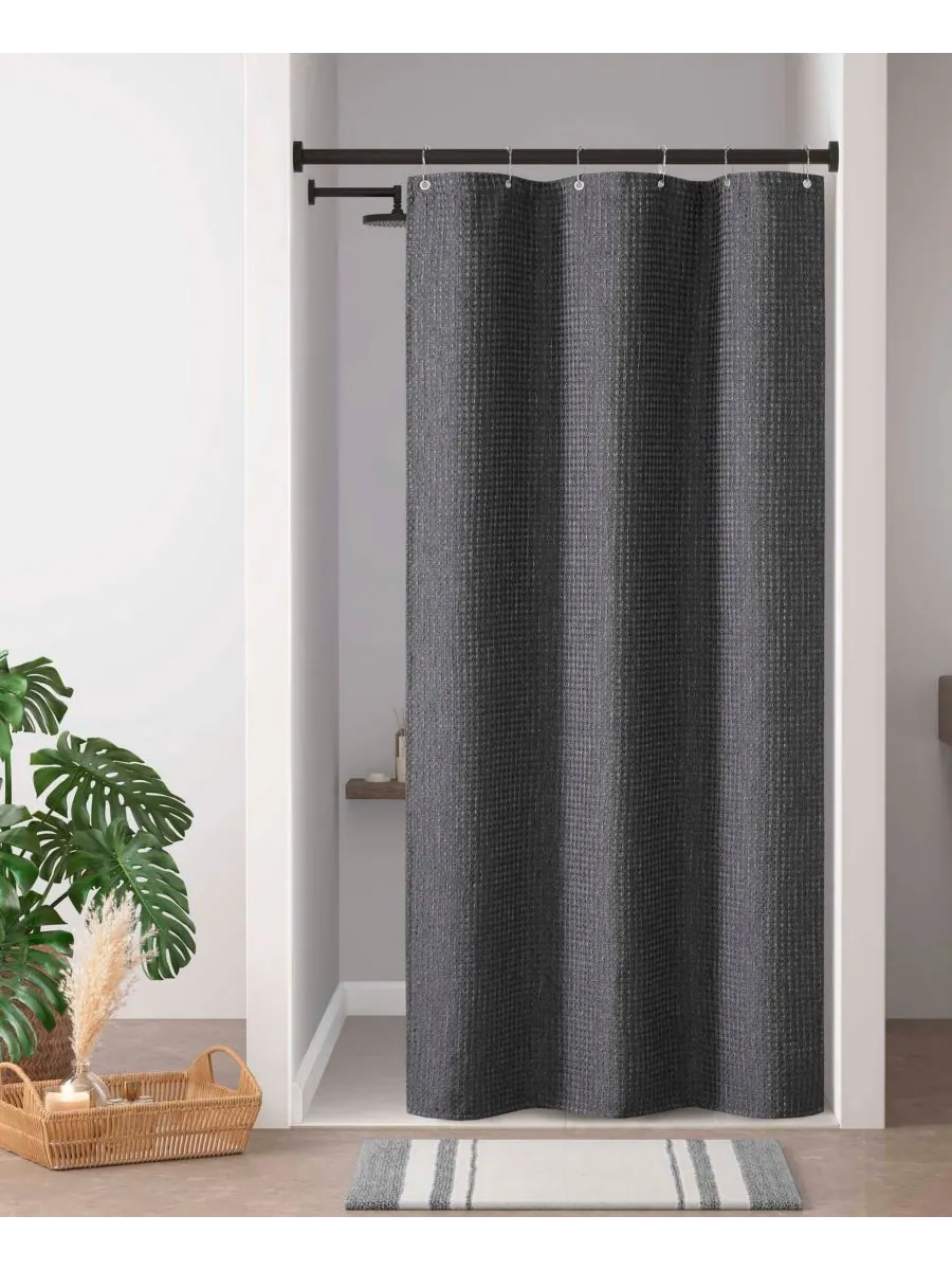 Шторка для душа Arbor Waffle, 72" x 72" Madison Park — изображение 2 из 8, темно-серый
