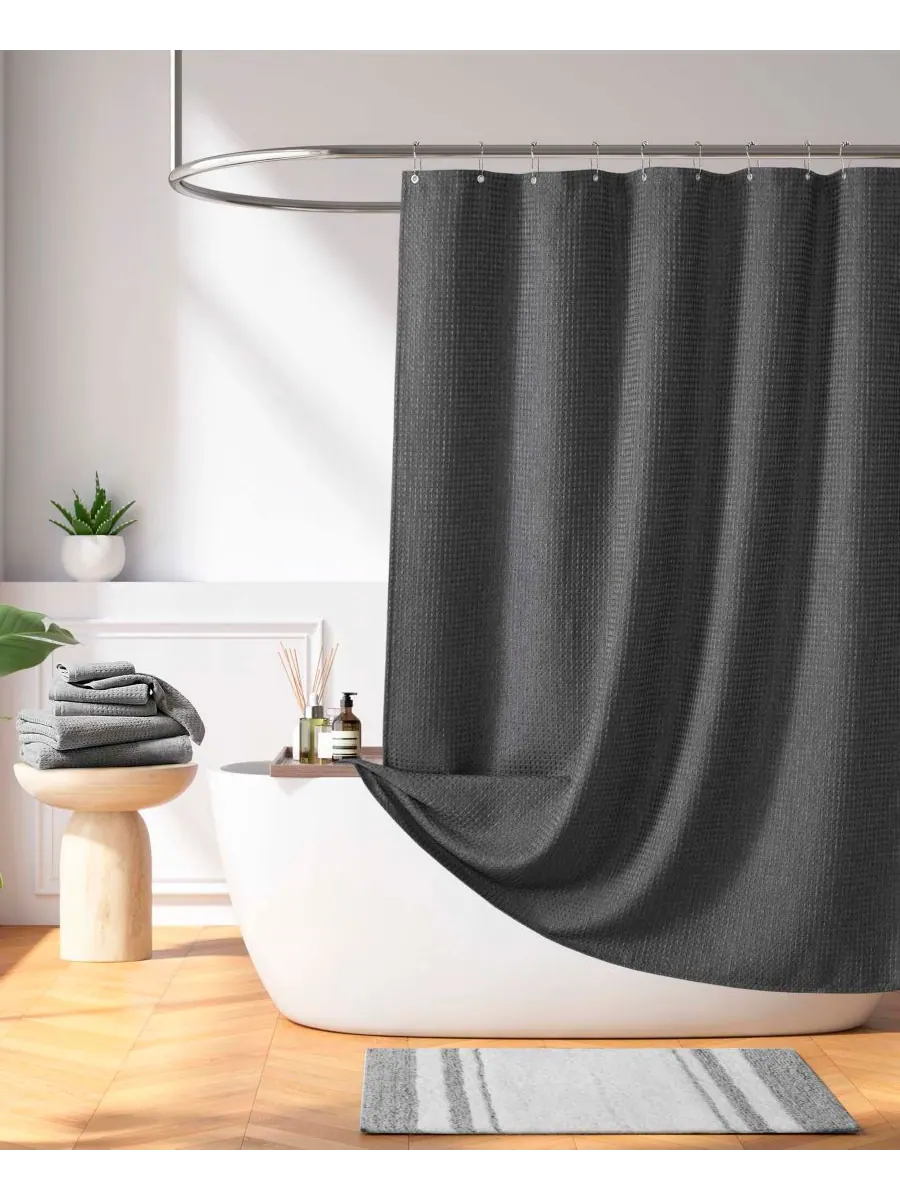 Шторка для душа Arbor Waffle, 72" x 72" Madison Park — изображение 8 из 8, темно-серый