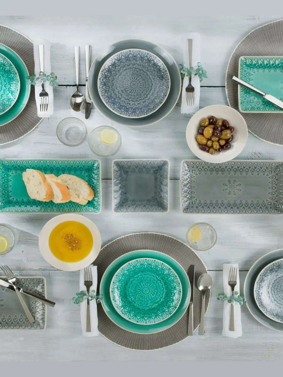 Прямоугольное блюдо «Павлин» Euro Ceramica — изображение 3 из 3, серый