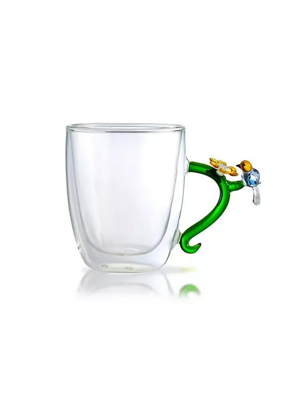 Двойные кружки с ботаническим рисунком, набор из 2 шт., 10,5 унций Qualia Glass — изображение 2 из 2, прозрачный