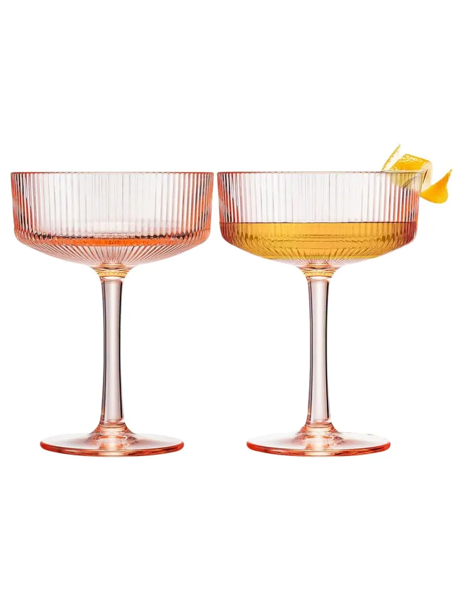 Набор из 2 ударопрочных бокалов для коктейлей Khen Art Deco The Wine Savant — изображение 1 из 4, розовый