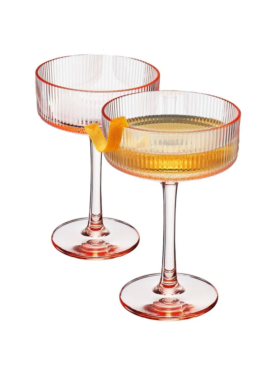 Набор из 2 ударопрочных бокалов для коктейлей Khen Art Deco The Wine Savant — изображение 2 из 4, розовый