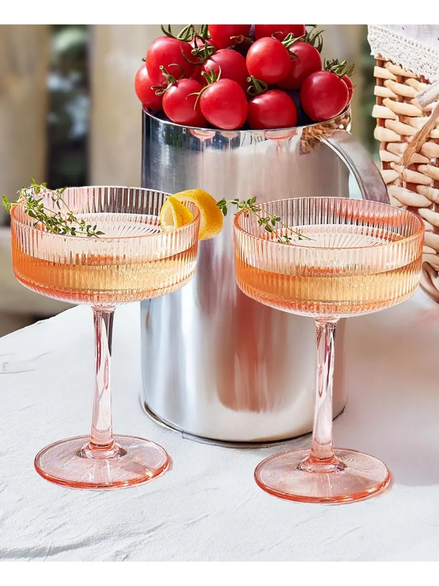 Набор из 2 ударопрочных бокалов для коктейлей Khen Art Deco The Wine Savant — изображение 4 из 4, розовый
