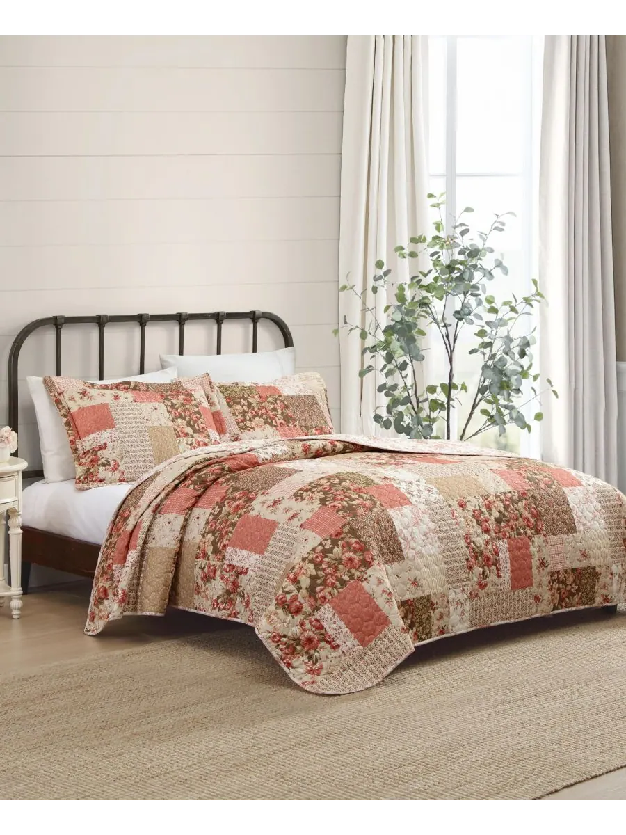 Двустороннее одеяло Harrietta Patchwork, 2 предмета, размер Twin Laura Ashley — изображение 2 из 10, золотистый